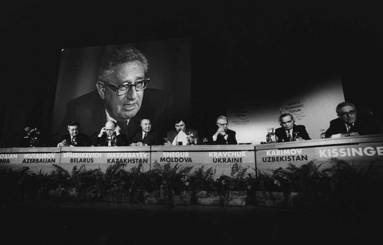 Henry Kissinger with former USSR leaders WEF Annual Meeting 1992Medium